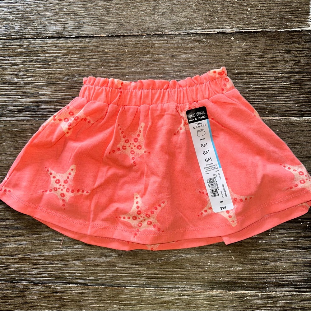 Baby Girl Skort - Coral - Starfish - 6M - NEW with tag